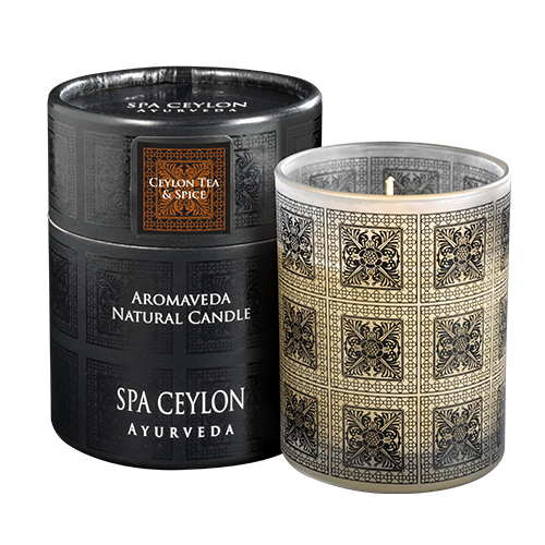 CEYLON TEA & SPICE - Aromaveda Natural Candle with Paper. A 100% natural blend of vegetable waxes & pure aromatic essential oils. Tube